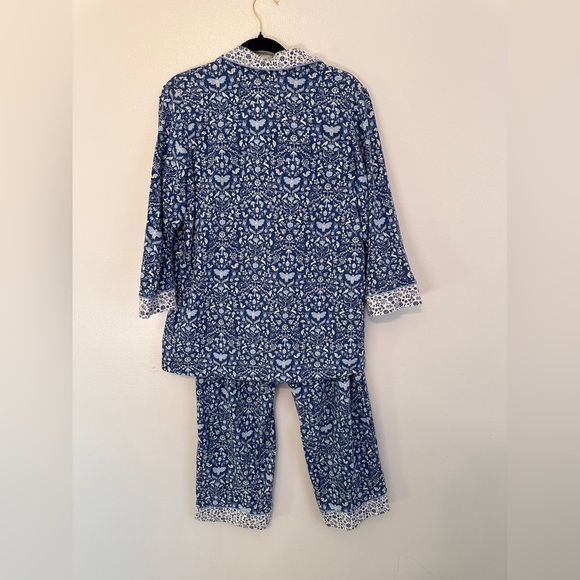 Bedhead Through The Woods Knit 3/4 Sleeve Notch Collar Cropped Pajama Set Medium - Picture 5 of 10